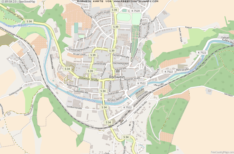 Karte Von Roßwein Deutschland