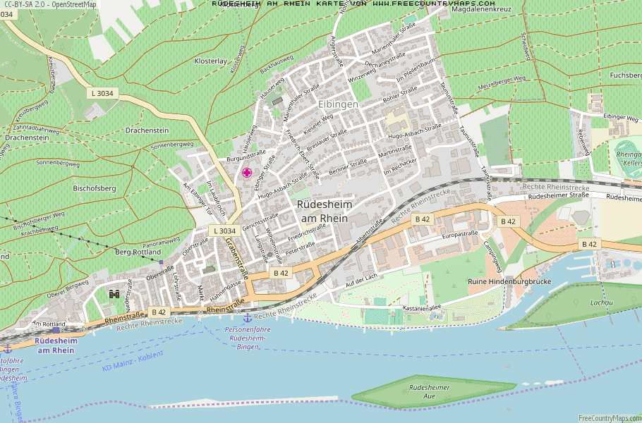 Karte Von Rüdesheim am Rhein Deutschland