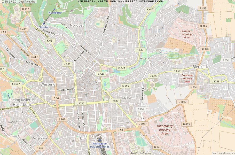 Karte Von Wiesbaden Deutschland
