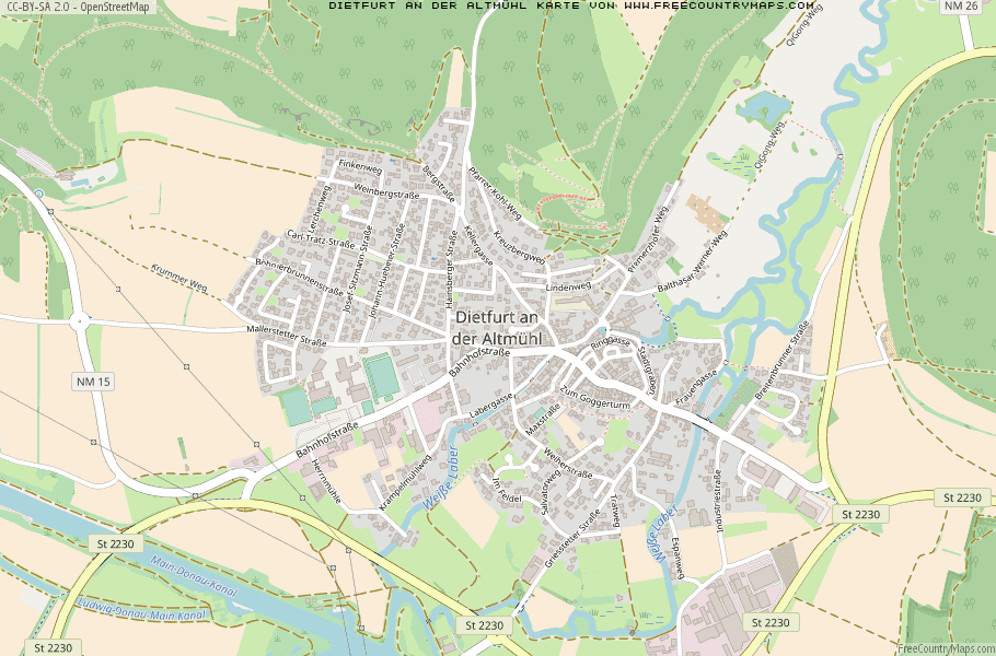 Karte Von Dietfurt an der Altmühl Deutschland