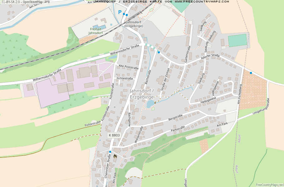 Karte Von Jahnsdorf / Erzgebirge Deutschland
