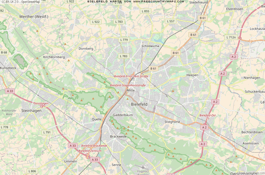 Karte Von Bielefeld Deutschland