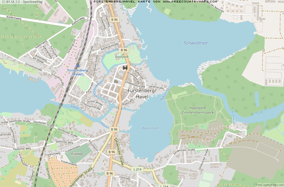 Karte Von Fürstenberg/Havel Deutschland