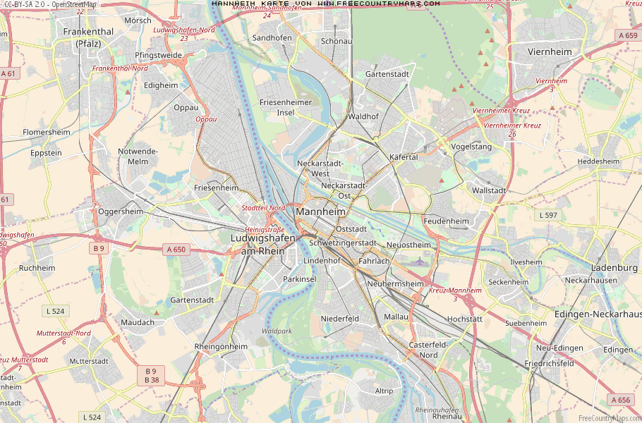 Karte Von Mannheim Deutschland