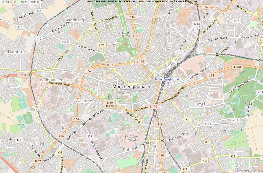 Karte von Mönchengladbach :: Deutschland Breiten- und ...
