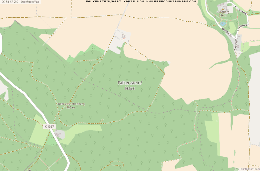 Karte Von Falkenstein/Harz Deutschland