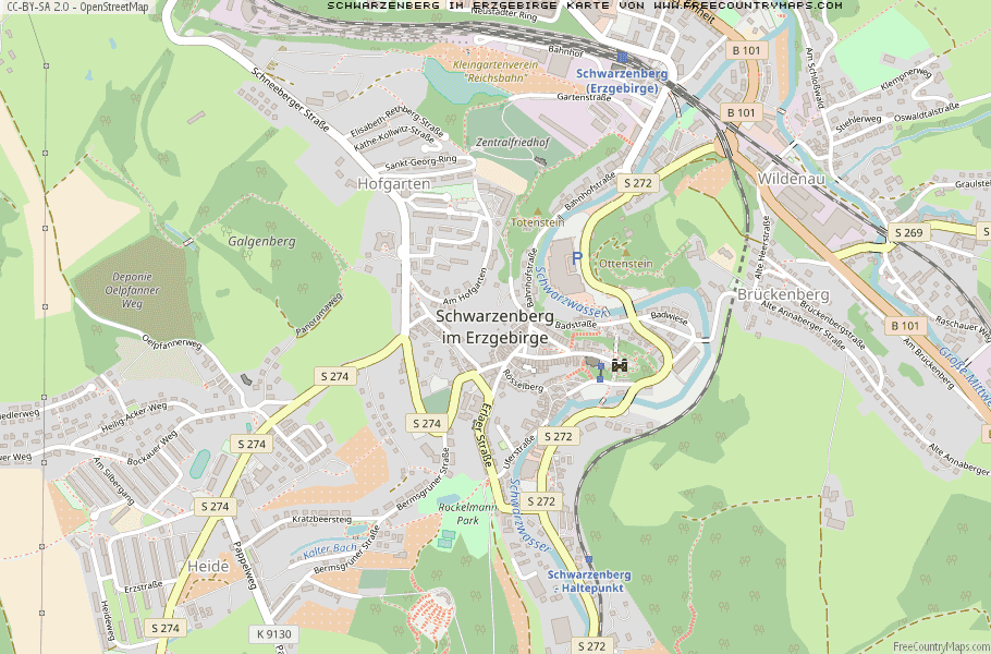 Karte Von Schwarzenberg im Erzgebirge Deutschland