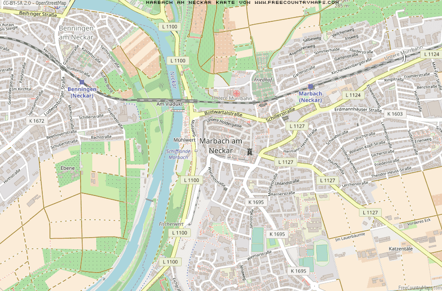 Karte Von Marbach am Neckar Deutschland