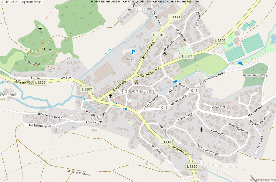 Karte Von Poppenhausen Deutschland