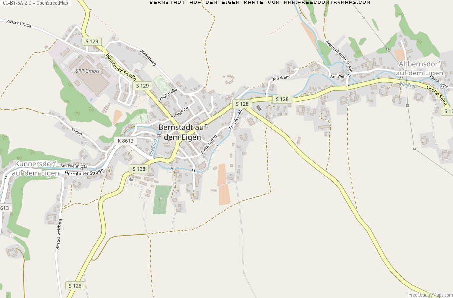 Karte Von Bernstadt auf dem Eigen Deutschland