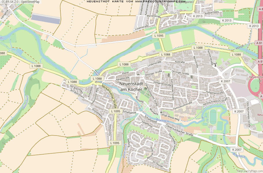Karte Von Neuenstadt Deutschland