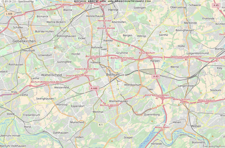 Karte Von Bochum Deutschland