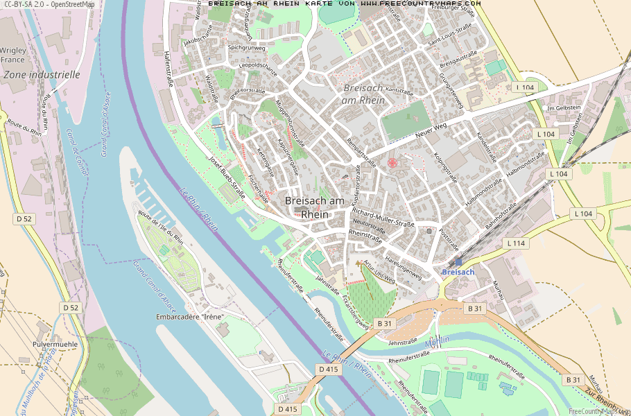 Karte Von Breisach am Rhein Deutschland