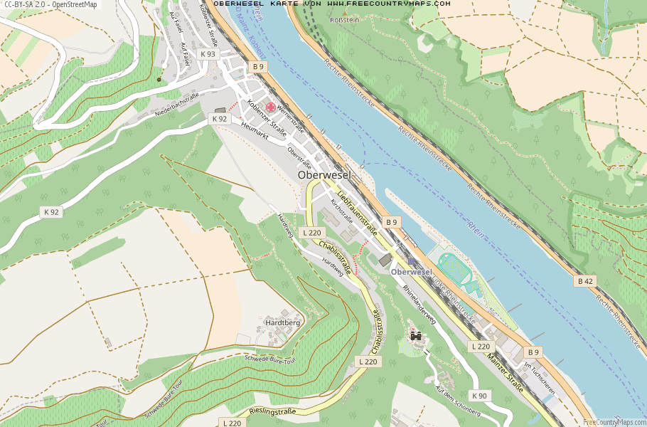 Karte Von Oberwesel Deutschland