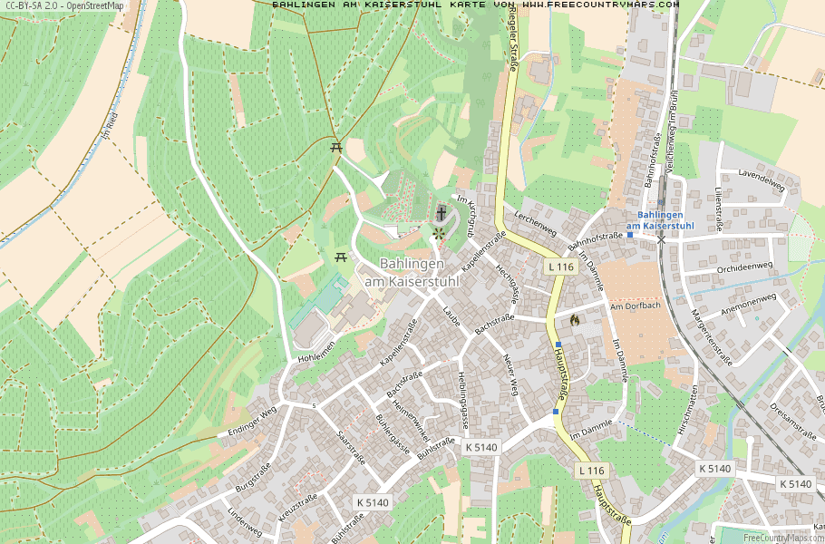 Karte Von Bahlingen am Kaiserstuhl Deutschland