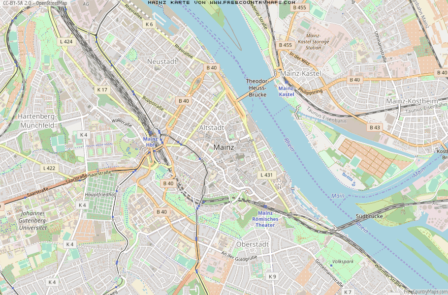 Karte Von Mainz Deutschland