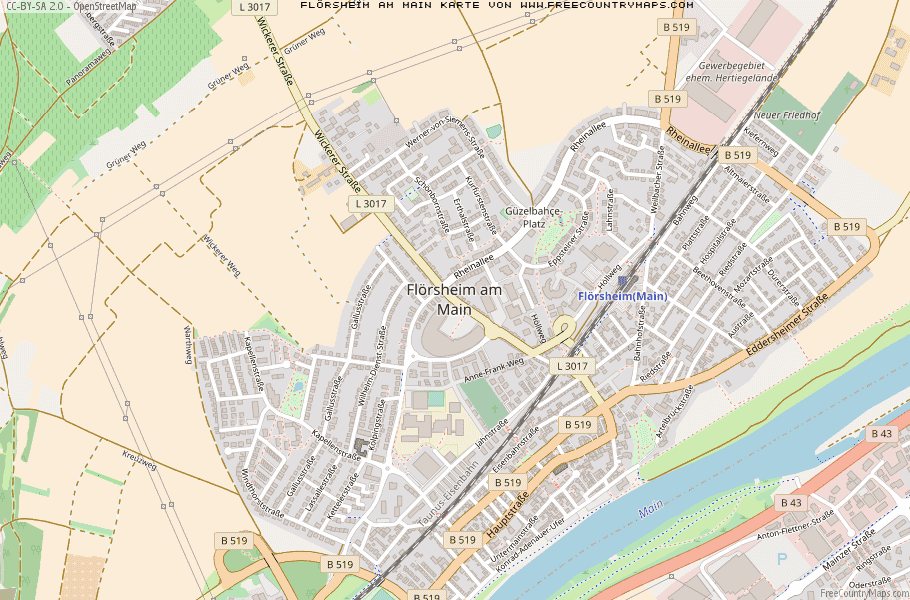 Karte Von Flörsheim am Main Deutschland