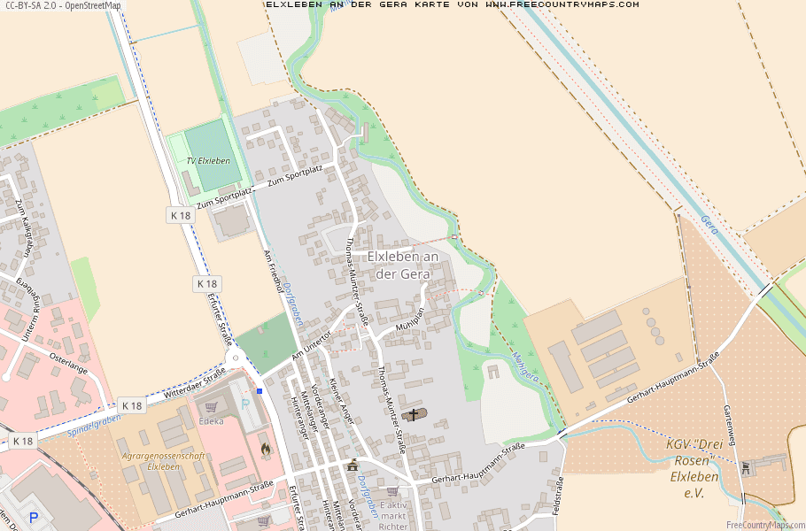 Karte Von Elxleben an der Gera Deutschland