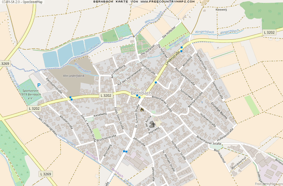 Karte Von Bernbach Deutschland