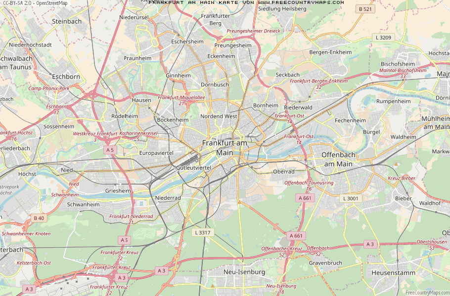 Karte Von Frankfurt am Main Deutschland