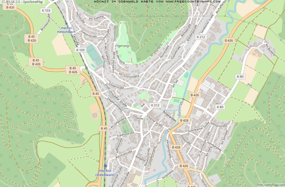 Karte Von Höchst im Odenwald Deutschland