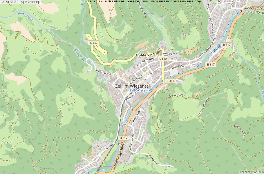 Karte Von Zell im Wiesental Deutschland