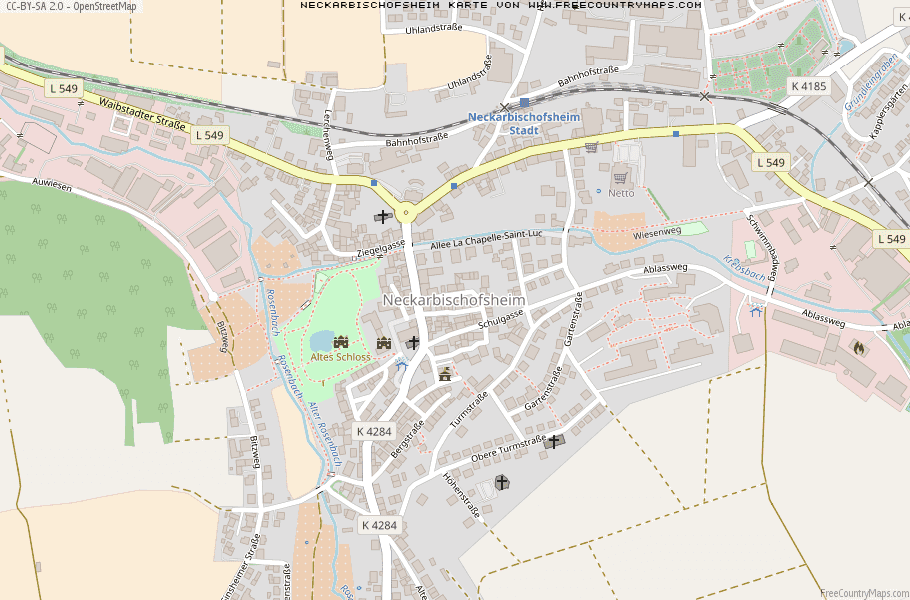 Karte Von Neckarbischofsheim Deutschland