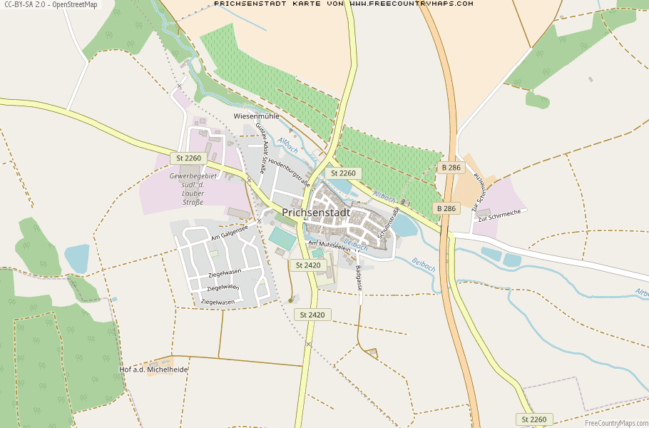 Karte Von Prichsenstadt Deutschland