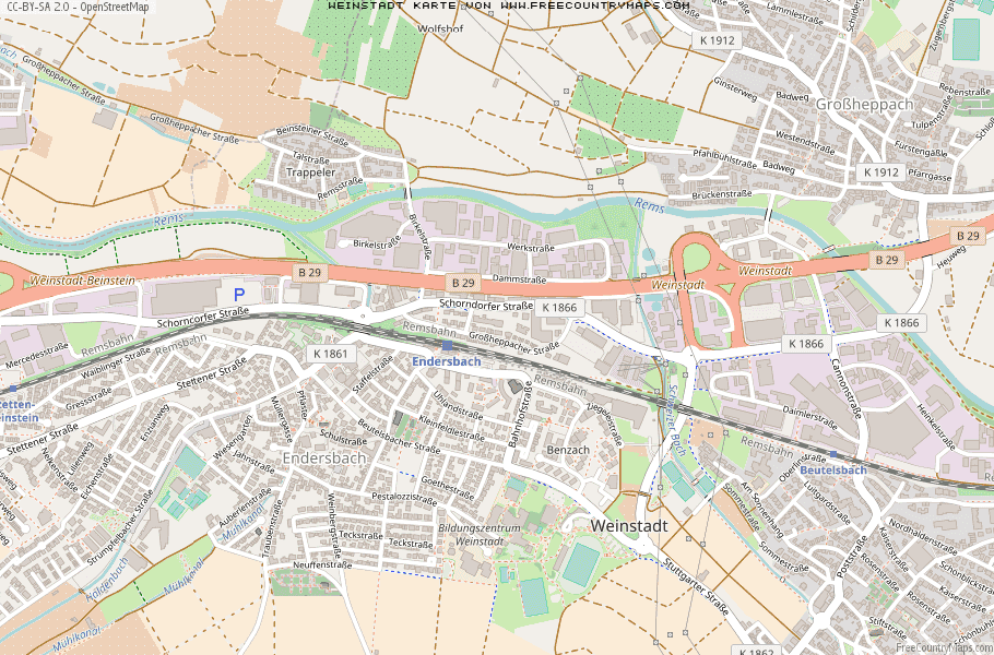 Karte Von Weinstadt Deutschland