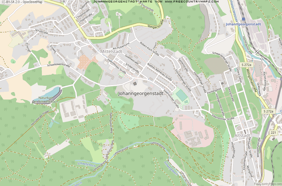 Karte Von Johanngeorgenstadt Deutschland