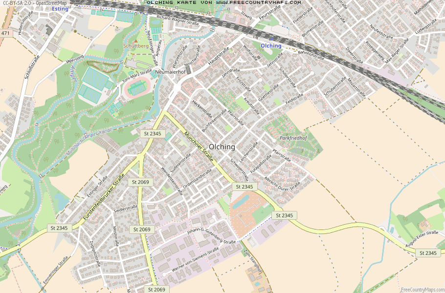 Karte Von Olching Deutschland