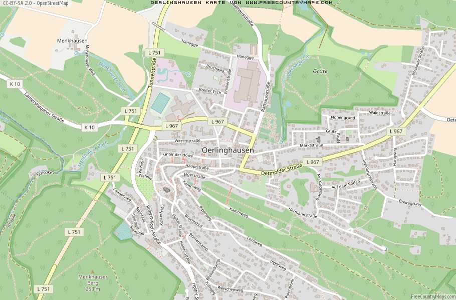 Karte Von Oerlinghausen Deutschland