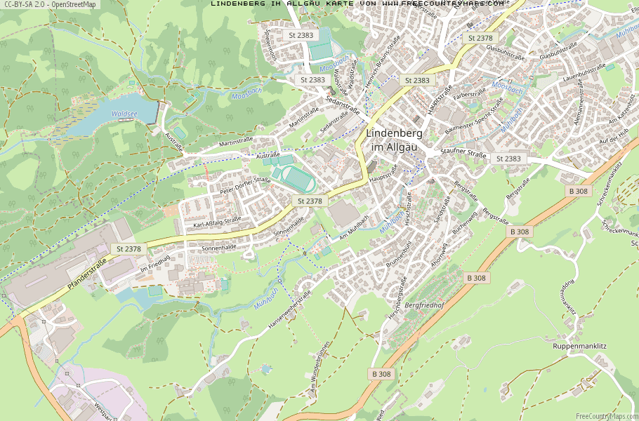 Karte Von Lindenberg im Allgäu Deutschland