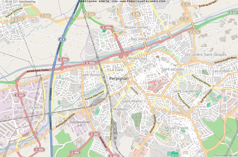 Karte Von Perpignan Frankreich