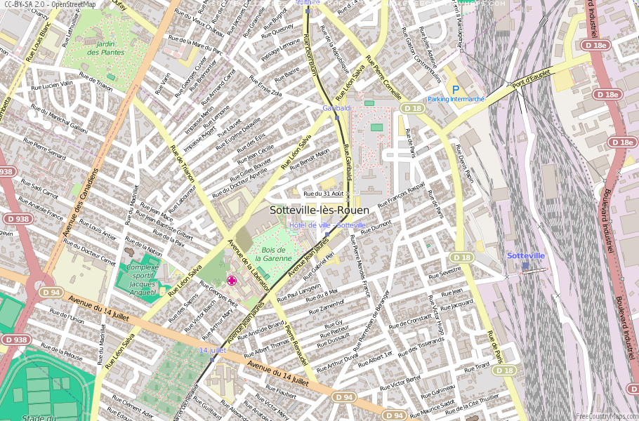 Karte Von Sotteville-lès-Rouen Frankreich