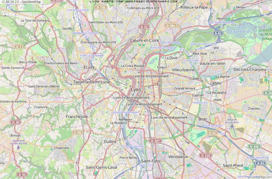 Karte Von Lyon Frankreich