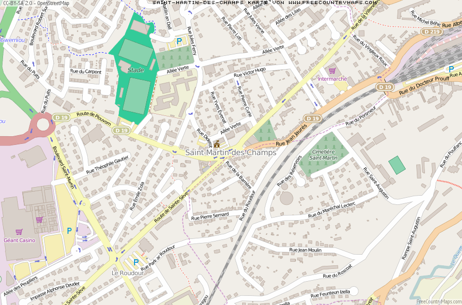 Karte Von Saint-Martin-des-Champs Frankreich