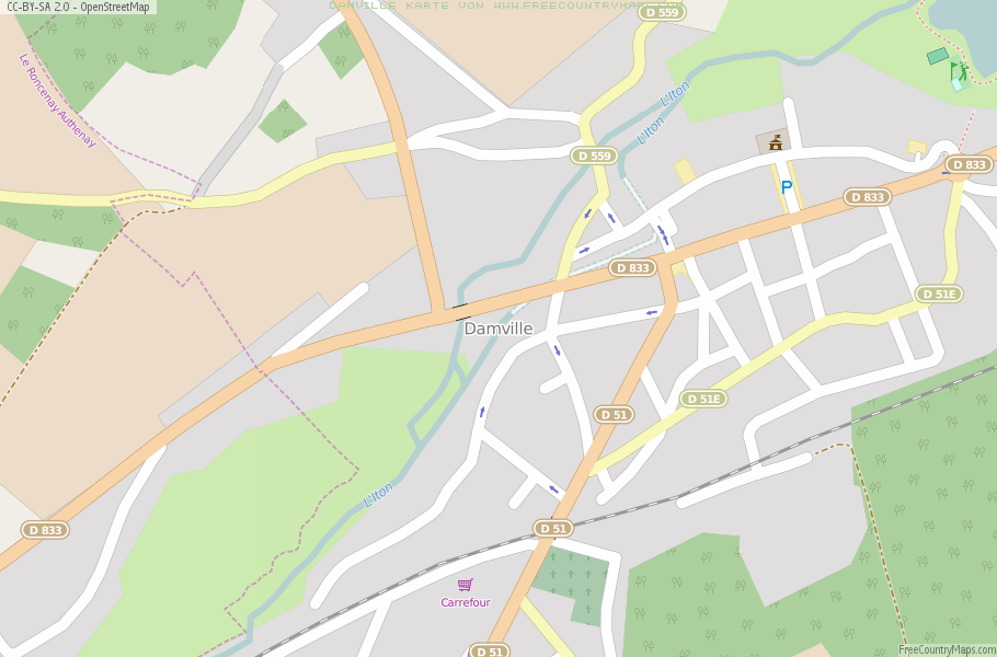Karte Von Damville Frankreich