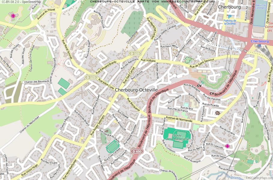Karte Von Cherbourg-Octeville Frankreich