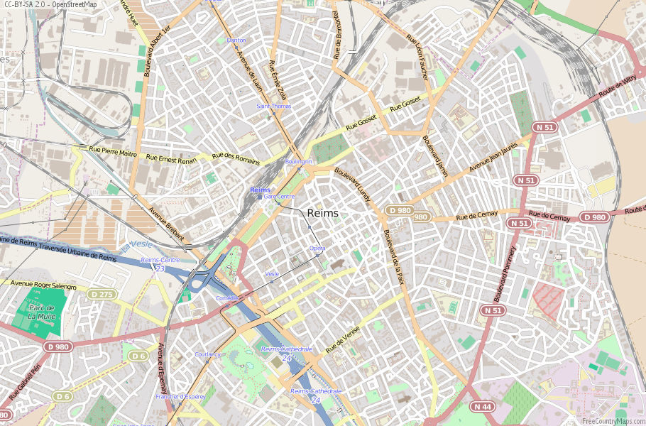 Karte Von Reims Frankreich