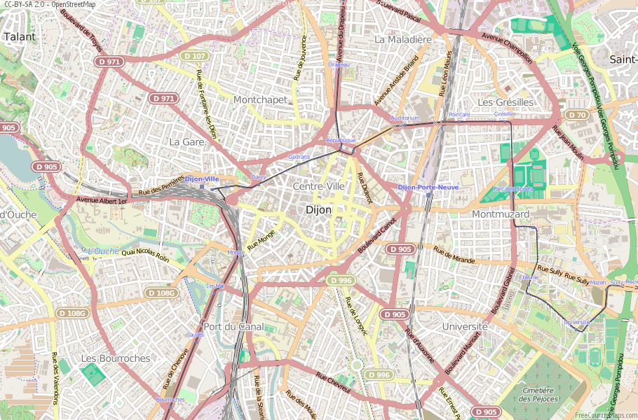 Karte Von Dijon Frankreich