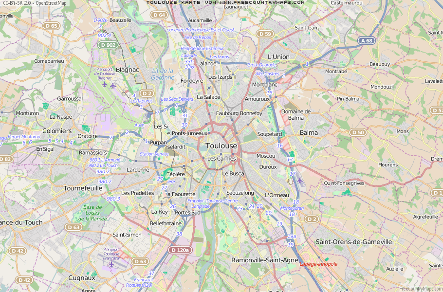 Karte Von Toulouse Frankreich