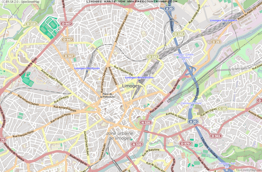 Karte Von Limoges Frankreich