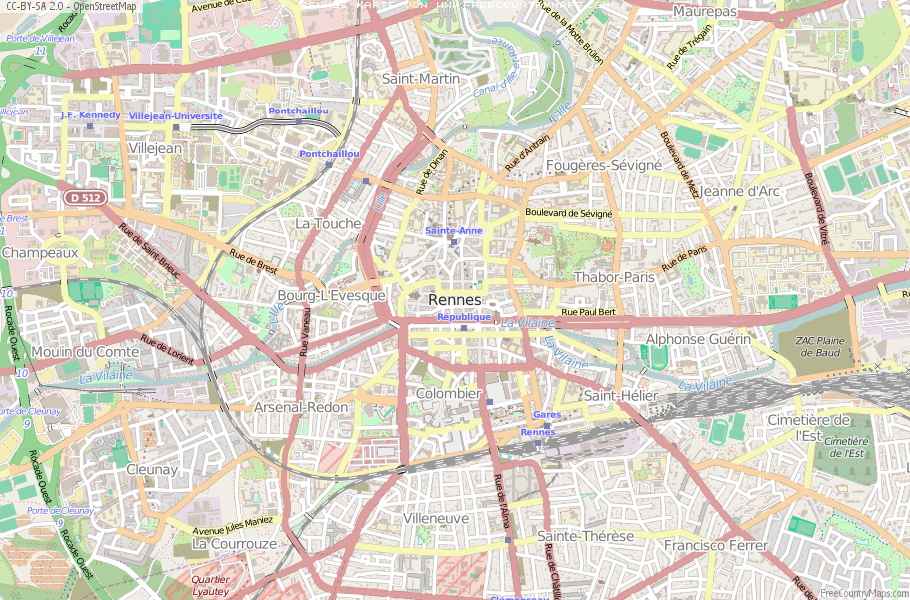 Karte Von Rennes Frankreich