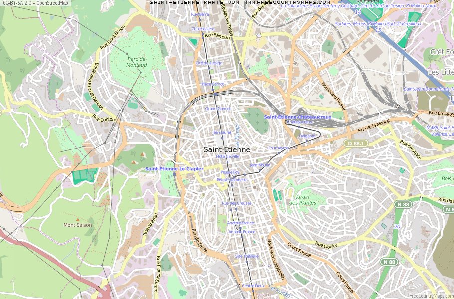Karte Von Saint-Étienne Frankreich