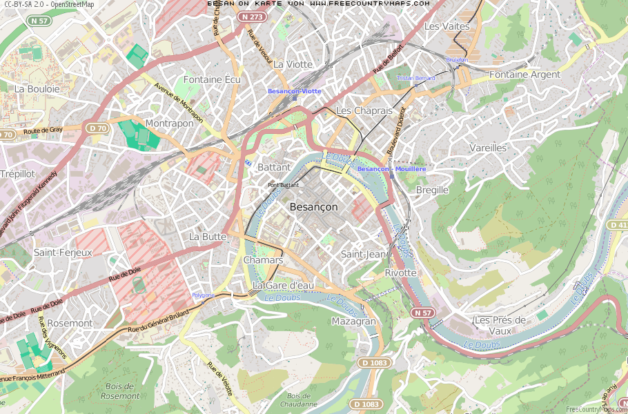 Karte Von Besançon Frankreich