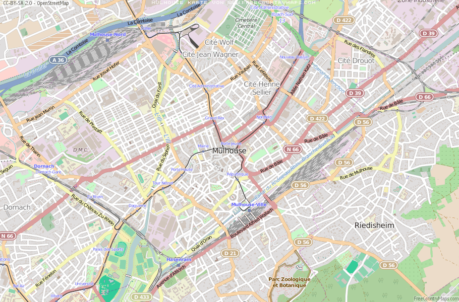Karte Von Mulhouse Frankreich