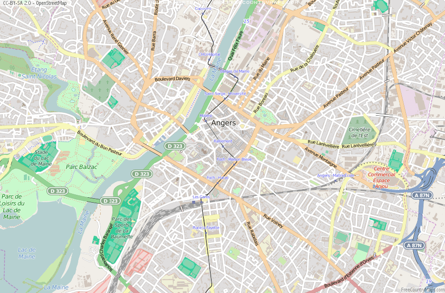 Karte Von Angers Frankreich