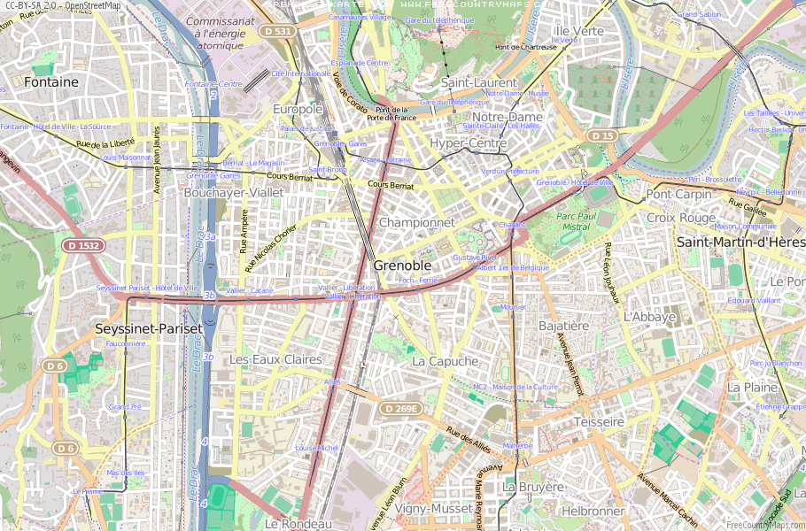 Karte Von Grenoble Frankreich