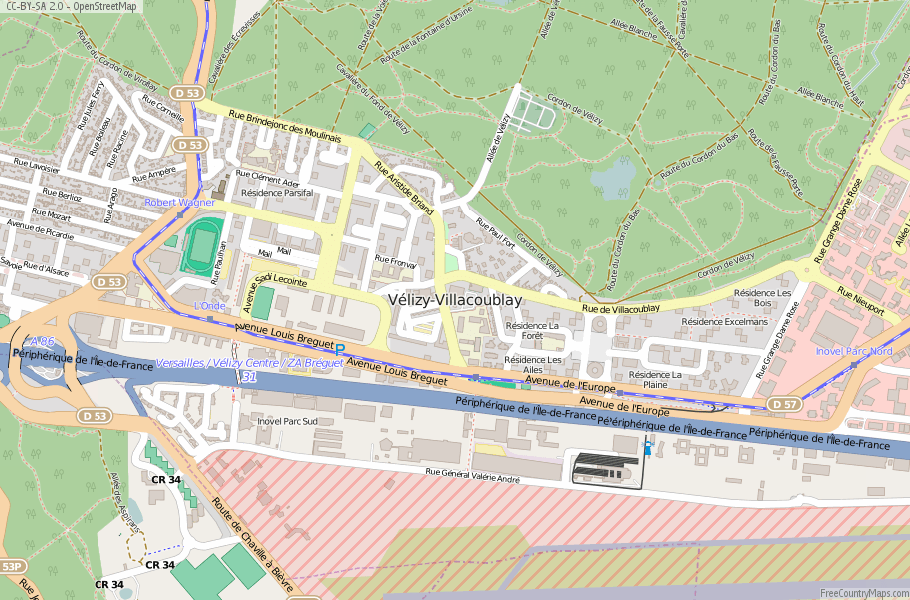 Karte Von Vélizy-Villacoublay Frankreich